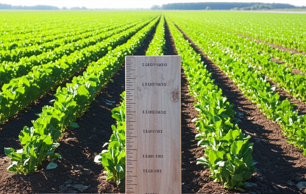 Vibrant farm field under blue skies with an overlaid rising financial growth chart, representing agricultural investment opportunities
