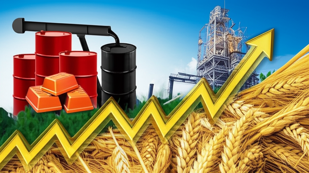Long-term commodity supercycle showing extended periods of rising prices driven by structural global demand