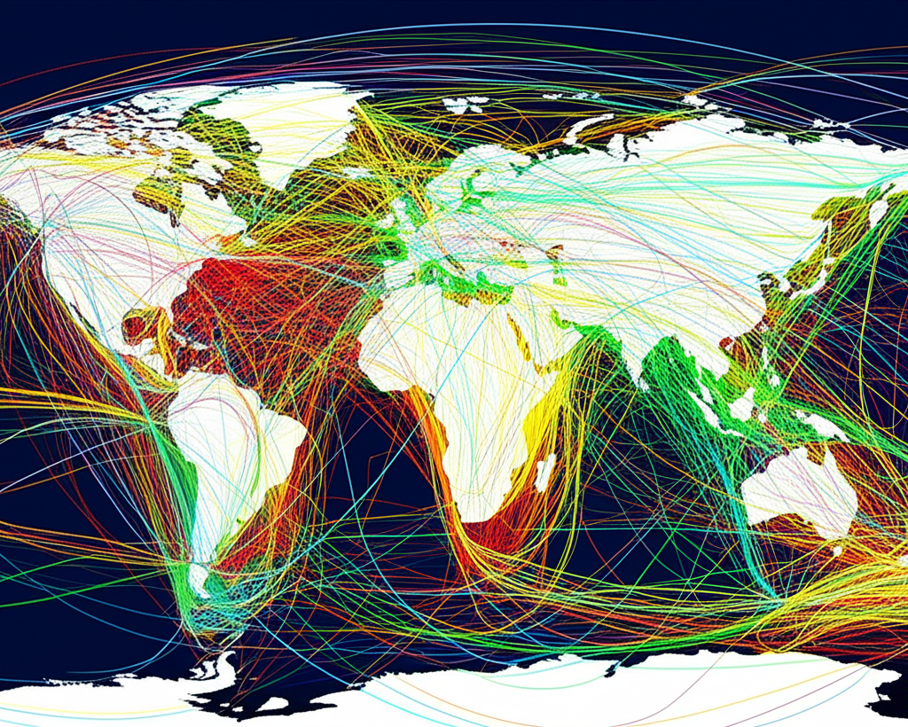 Global trade routes and commodity flows between emerging markets and the United States