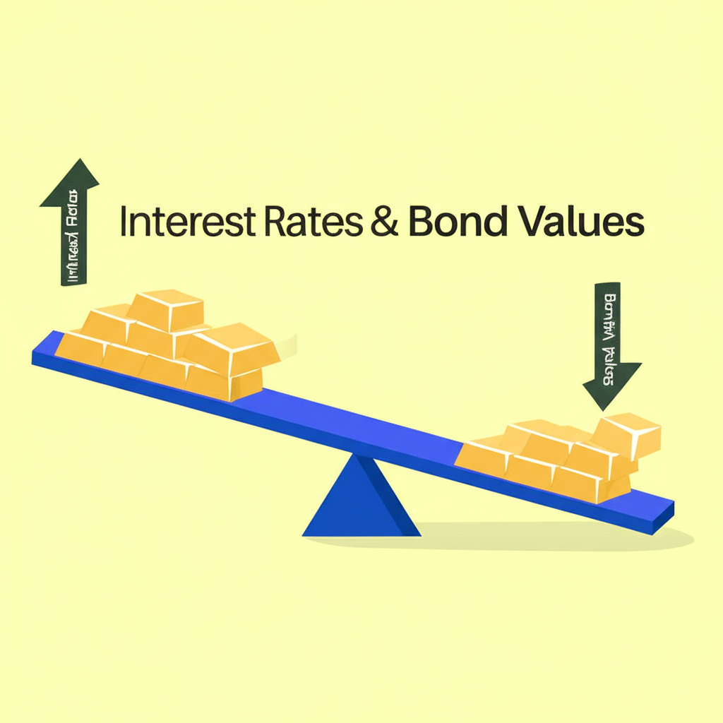 Graph showing inverse relationship between interest rates and bond values
