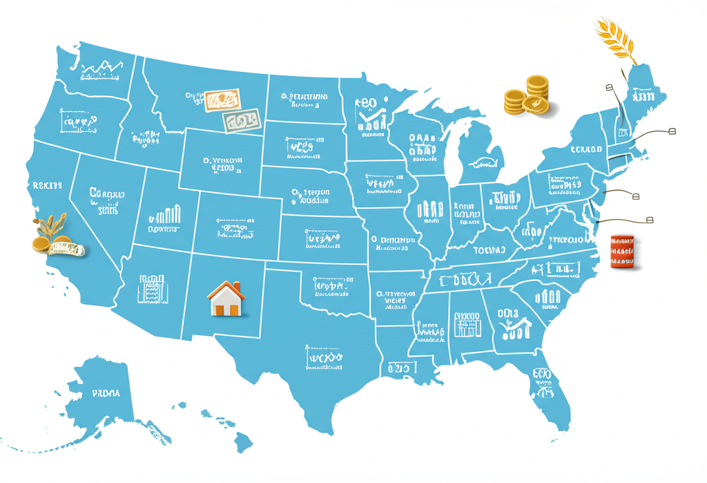 Diversified investment portfolio overlaid on a map of the United States
