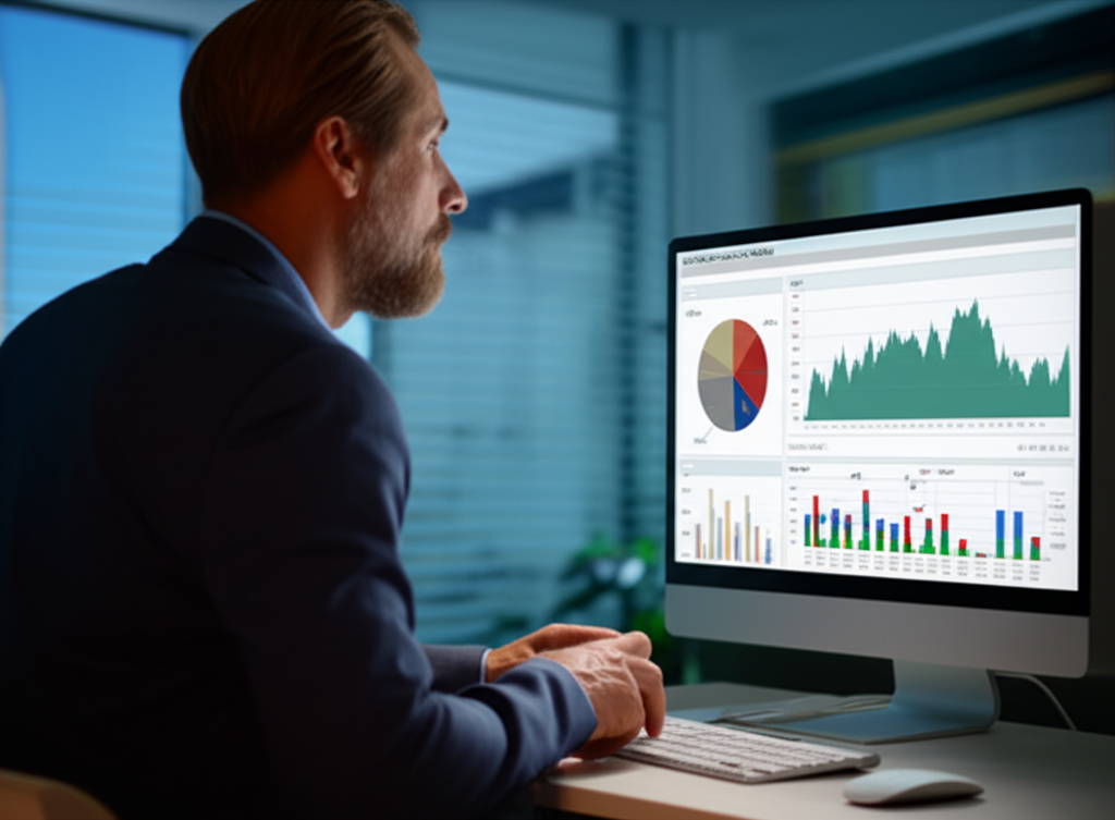 Investor analyzing smart beta data