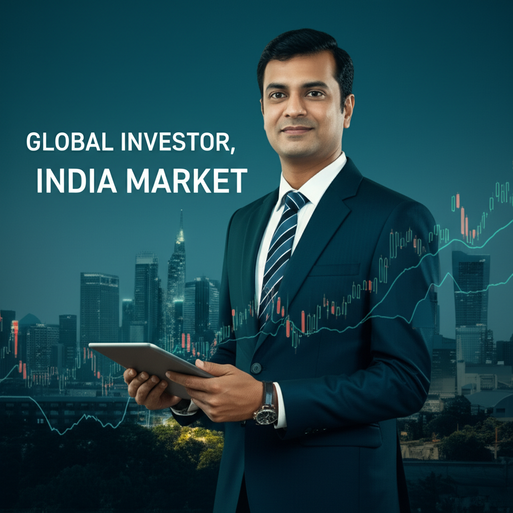 Global investor analyzing India's commodity market trends through digital trading platforms and real-time data