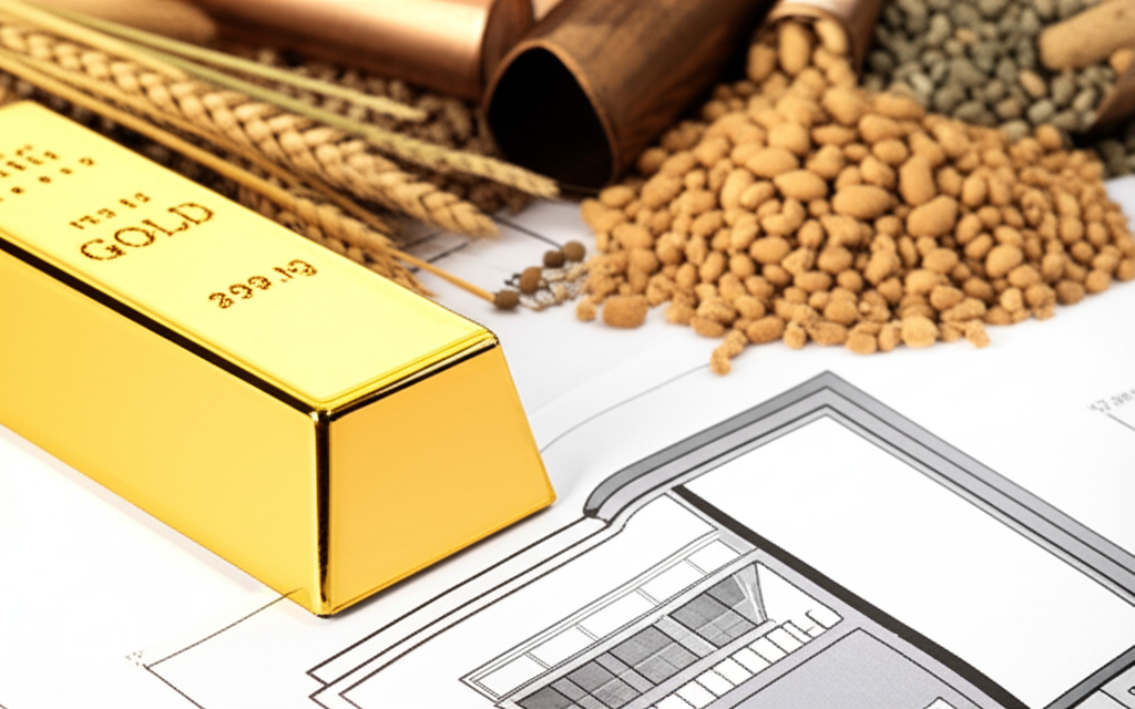 Gold bars, real estate properties, and commodity resources like oil and grains