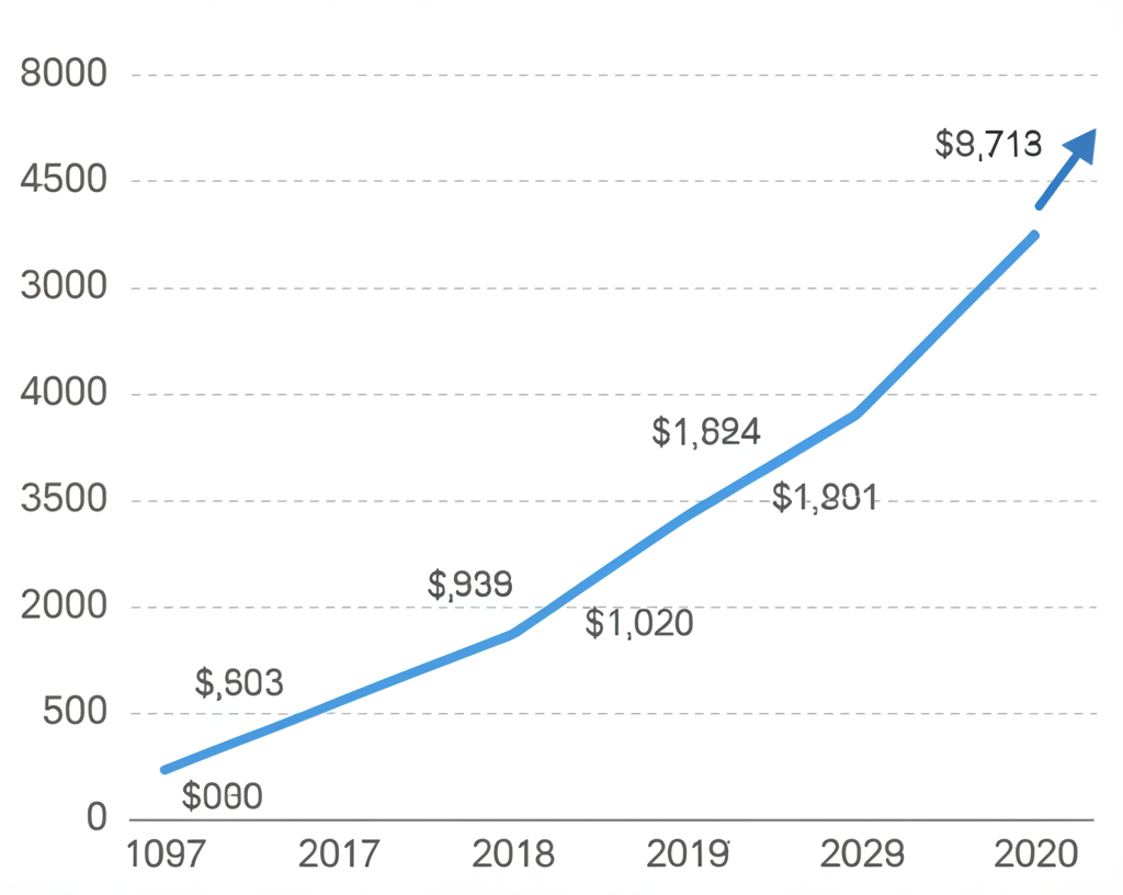 Digital growth chart showing US e-commerce market expansion