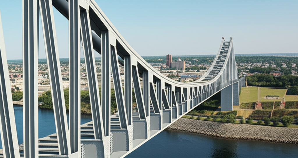 Illustration of zinc protecting a major US bridge from corrosion
