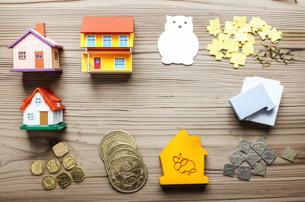 Diverse assets forming a balanced investment portfolio