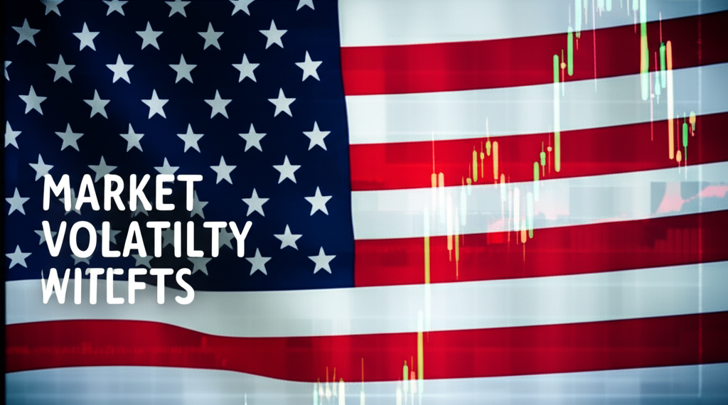 Market volatility with US flag