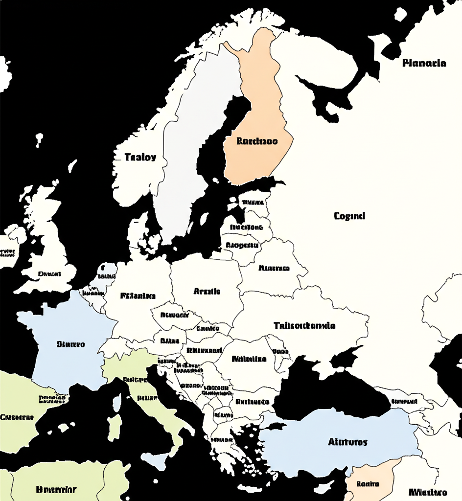 Stylized map of Eastern Europe highlighting major economic hubs with overlaid financial charts