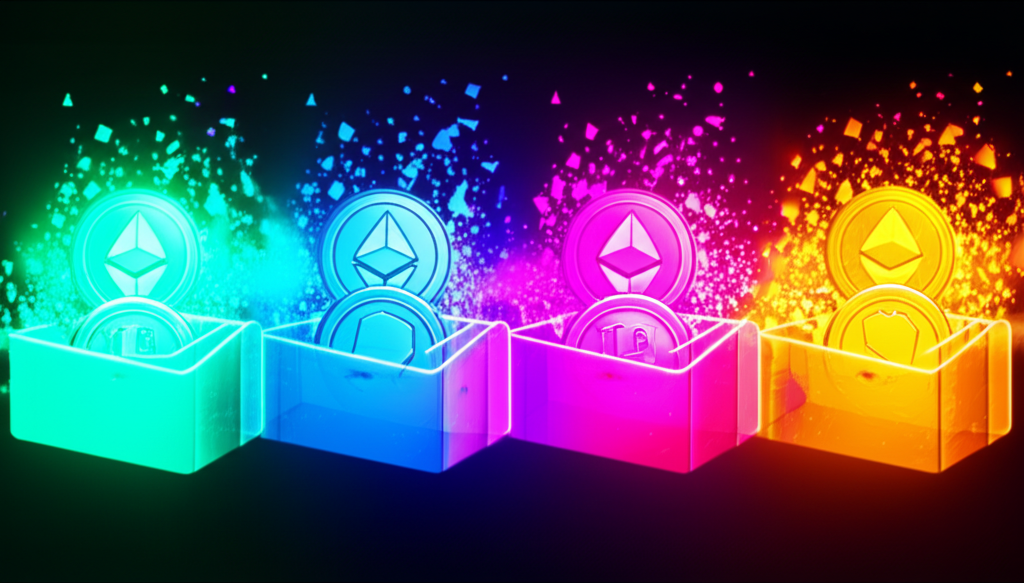 Digital tokens representing ETF shares flowing into investor portfolios