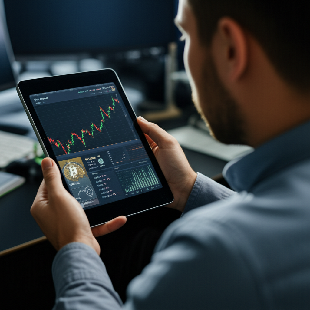 US investor analyzing Bitcoin ETF performance chart