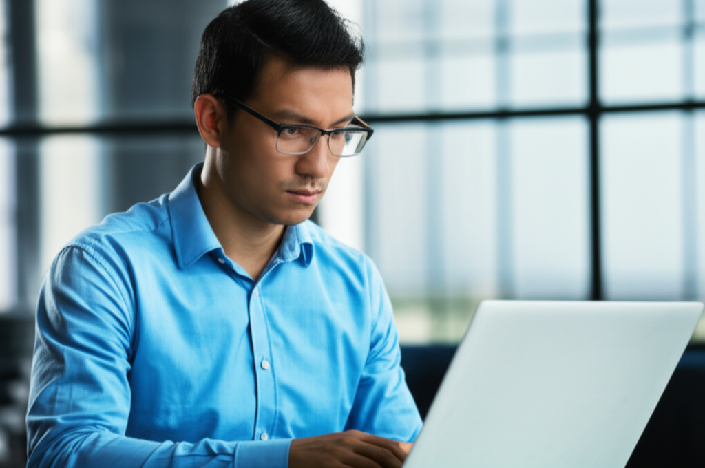 Investor analyzing market data on a computer screen for ETF selection