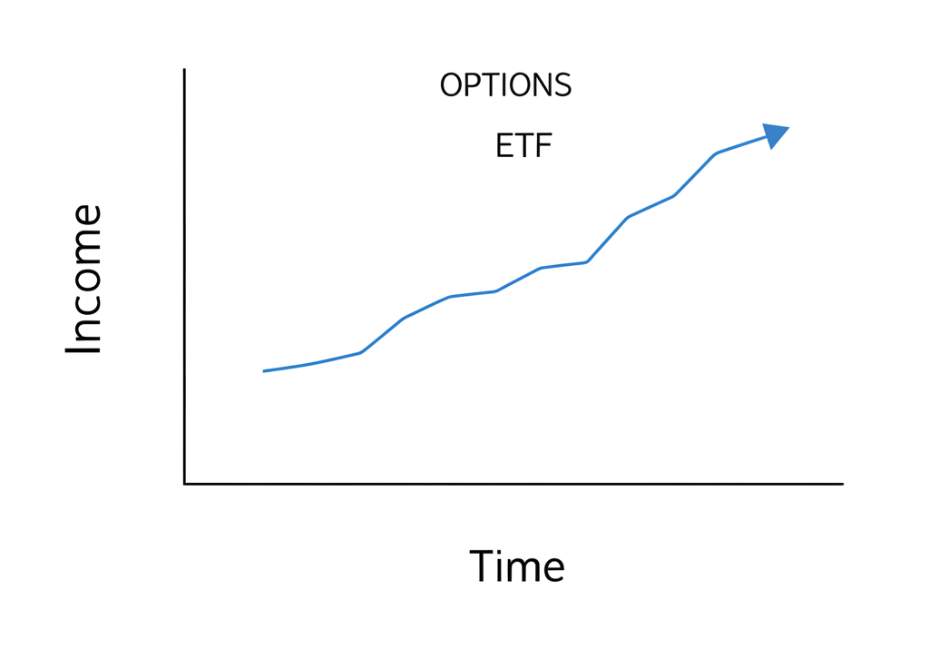 Chart showing growth in options ETF income and performance trends over time