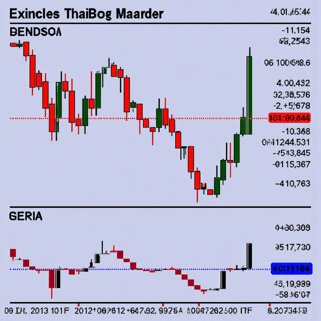 Thai Baht currency symbols blended with a global forex market graph in subtle pixel art